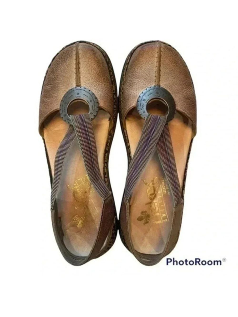 Rieker Antistress Daisy Medallion Beige Flat Sandals US 6
